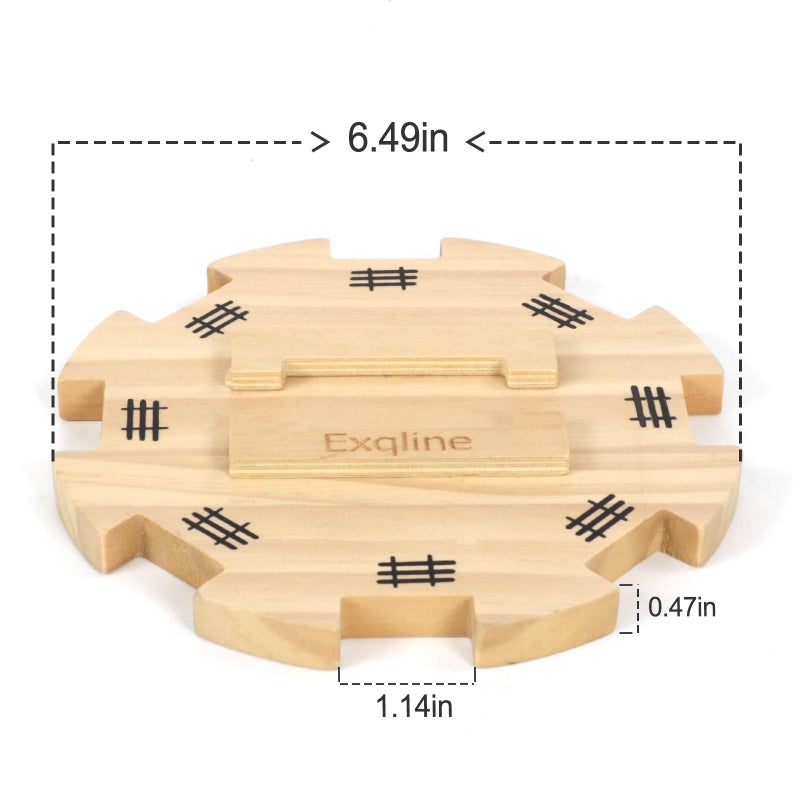 Exqline Wooden Hub for Mexican Train Dominoes with Felted Bottom Mexican Train Centerpiece Made of Superior Pine - Image 4